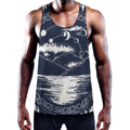 Mystical Lunar Phase Print Men's Workout Tank Top