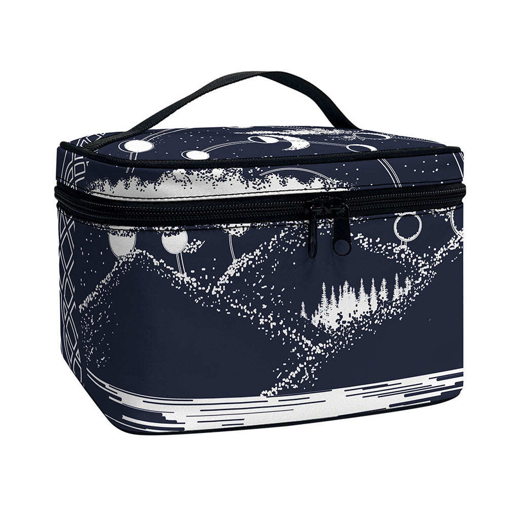 Mystical Lunar Phase Print Travel Makeup Bag