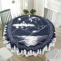 Mystical Lunar Phase Print Waterproof Round Tablecloth