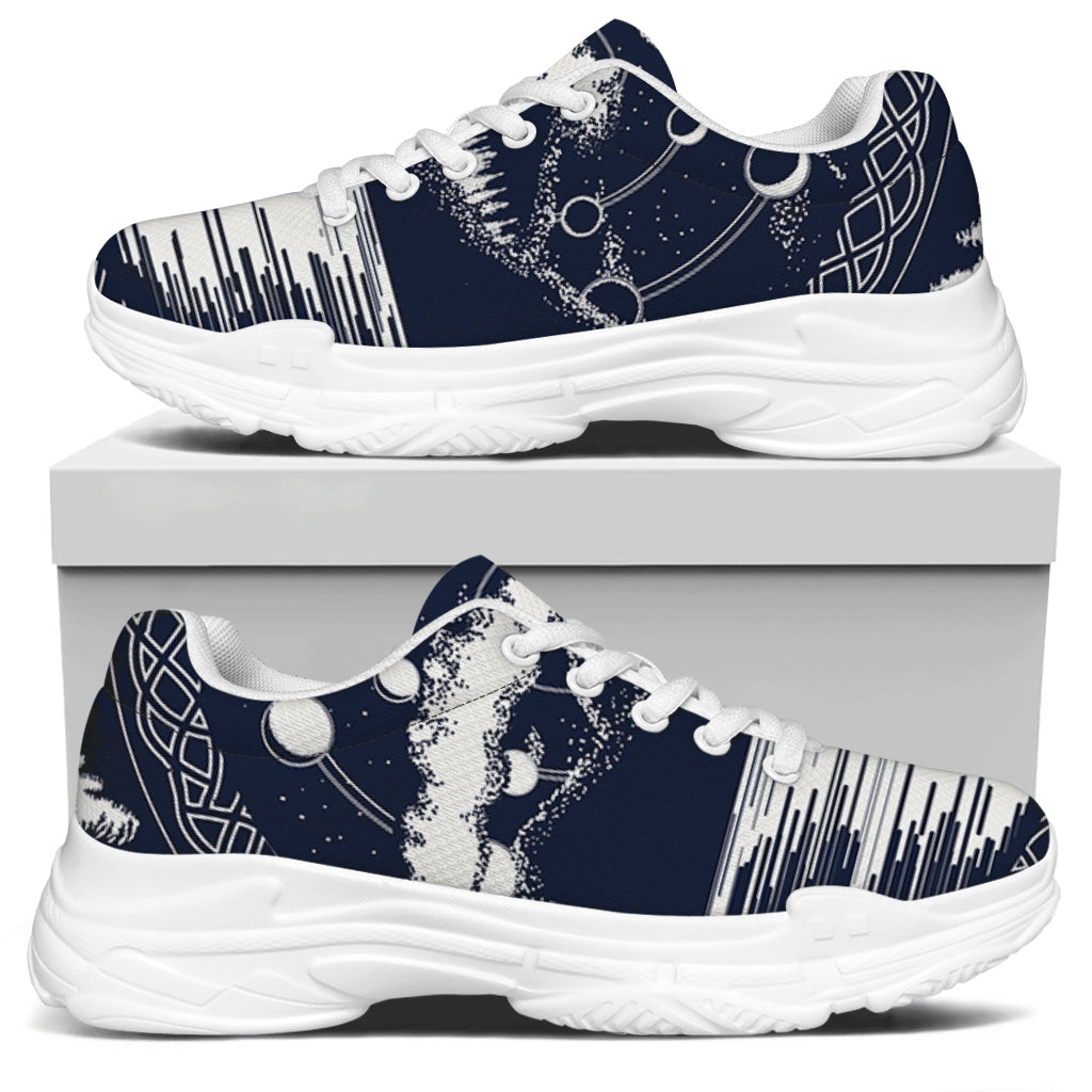 Mystical Lunar Phase Print White Chunky Shoes