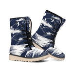 Mystical Lunar Phase Print Winter Boots