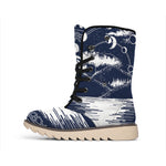 Mystical Lunar Phase Print Winter Boots