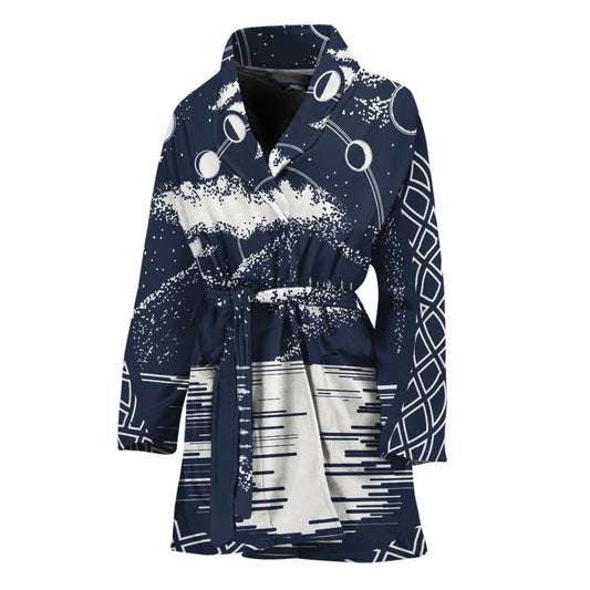 Mystical Lunar Phase Print Women's Bathrobe