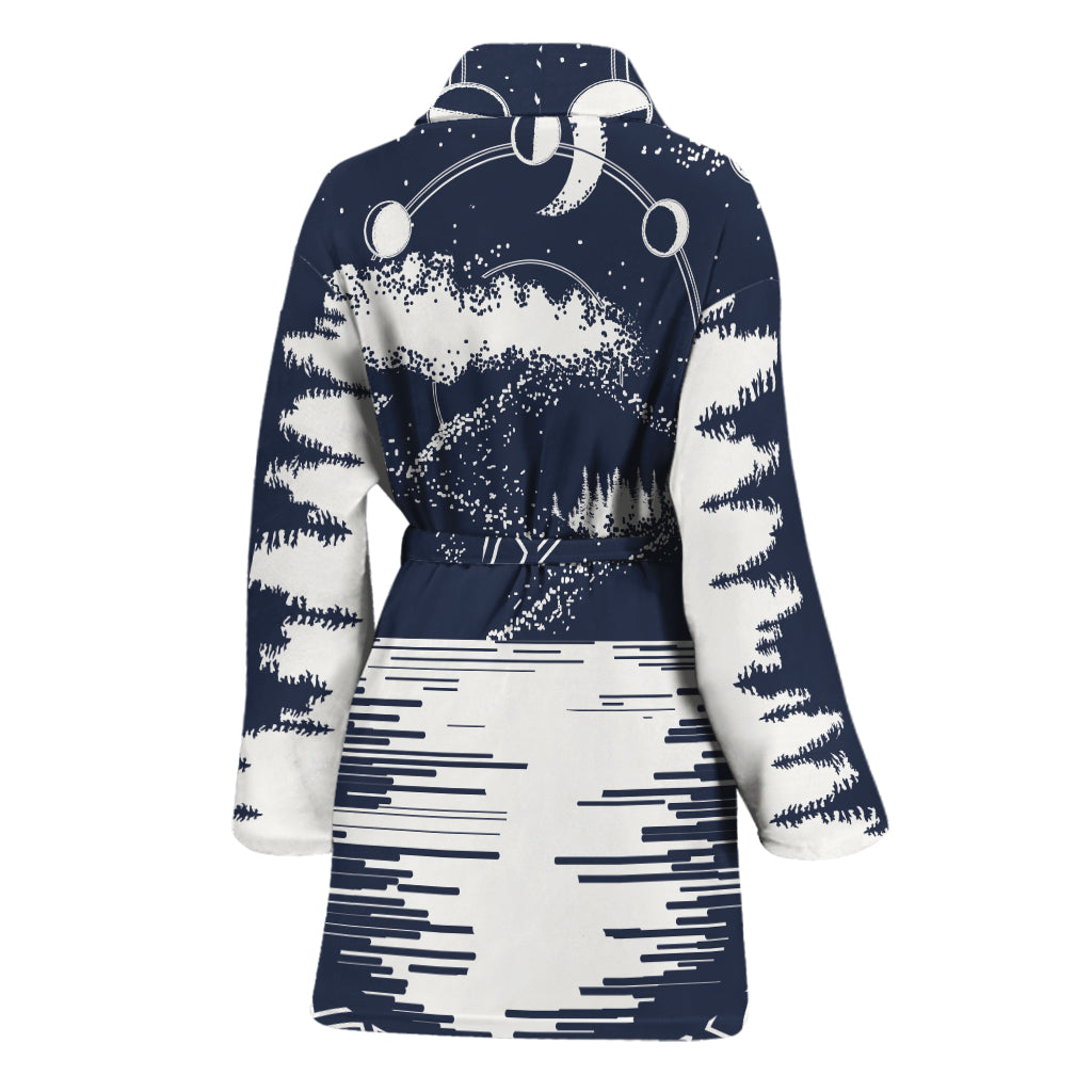 Mystical Lunar Phase Print Women's Bathrobe