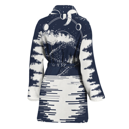Mystical Lunar Phase Print Women's Bathrobe