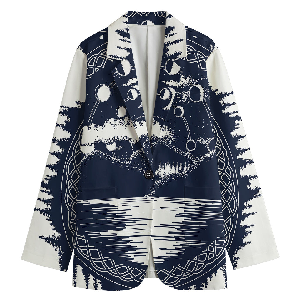 Mystical Lunar Phase Print Women's Blazer