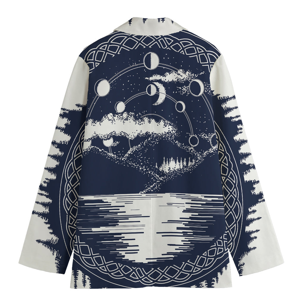 Mystical Lunar Phase Print Women's Blazer
