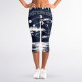 Mystical Lunar Phase Print Women's Capri Leggings