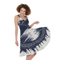 Mystical Lunar Phase Print Sleeveless Knee Length Dress