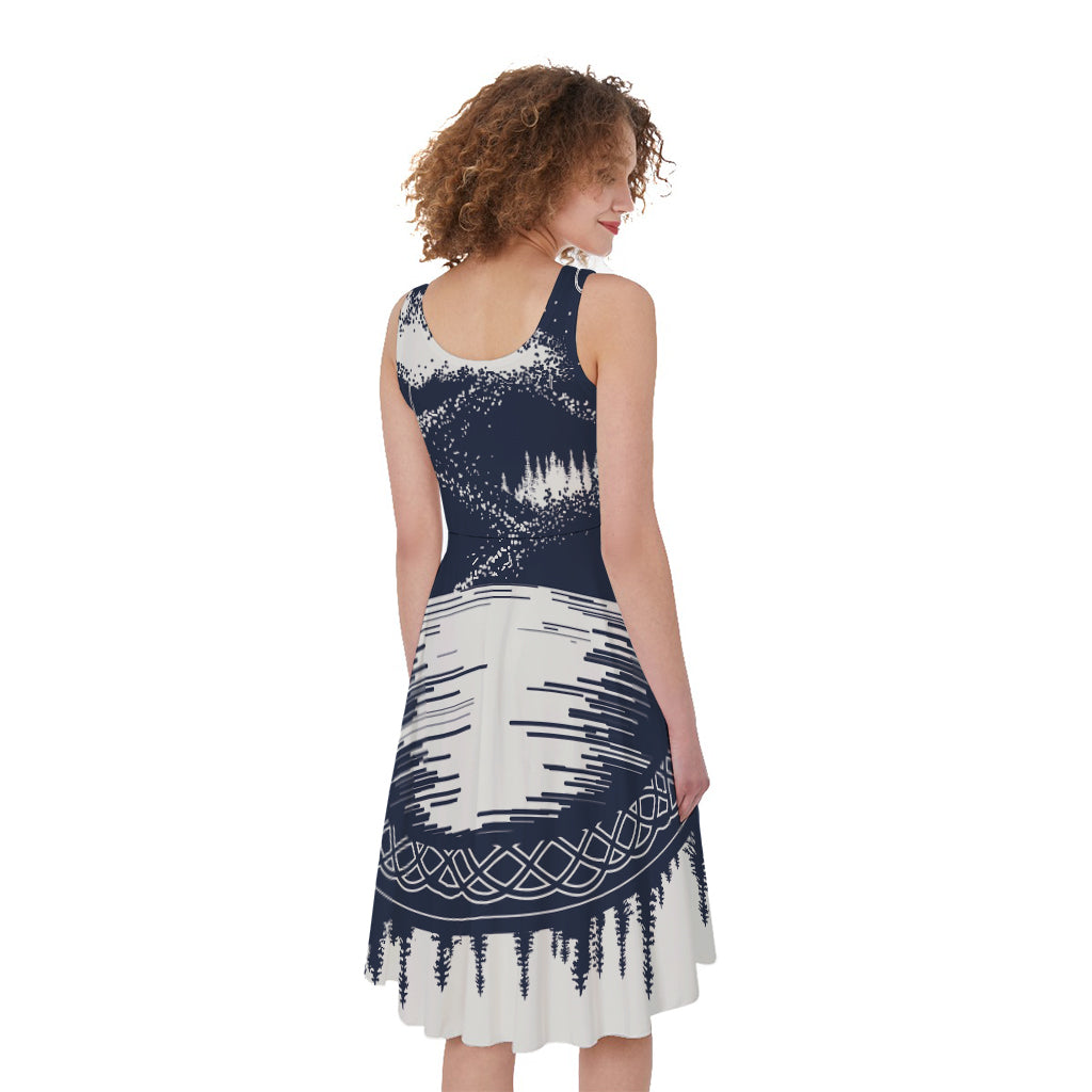 Mystical Lunar Phase Print Women's Sleeveless Dress