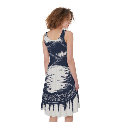 Mystical Lunar Phase Print Women's Sleeveless Dress