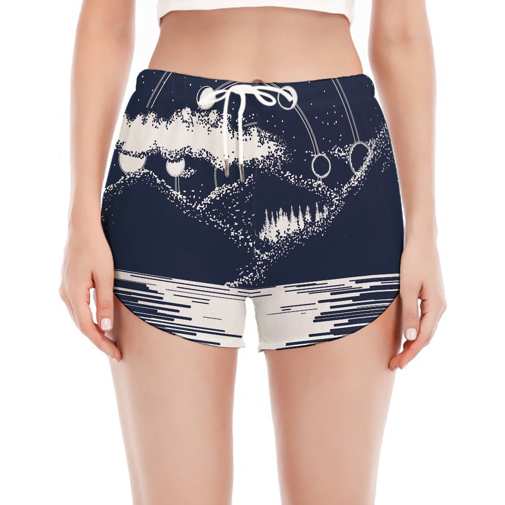 Mystical Lunar Phase Print Women's Split Running Shorts