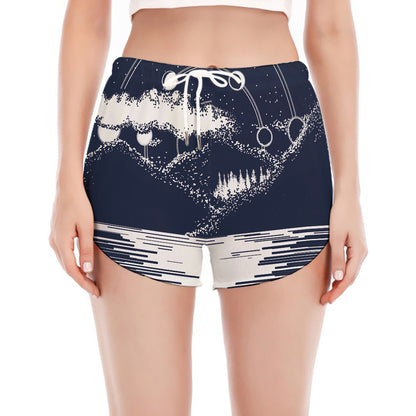 Mystical Lunar Phase Print Women's Split Running Shorts