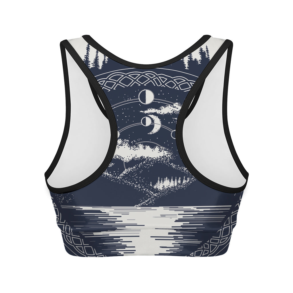 Mystical Lunar Phase Print Women's Sports Bra