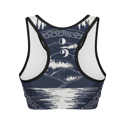 Mystical Lunar Phase Print Women's Sports Bra