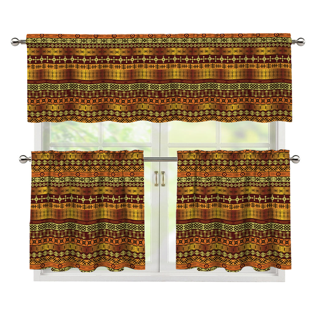 Native African Tribal Pattern Print 3 Piece Kitchen Curtains