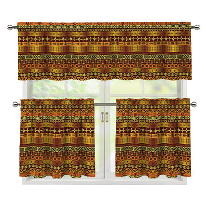 Native African Tribal Pattern Print 3 Piece Kitchen Curtains