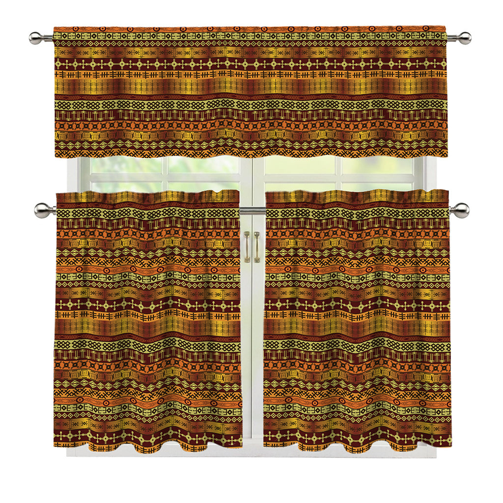 Native African Tribal Pattern Print 3 Piece Kitchen Curtains