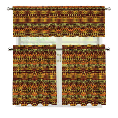 Native African Tribal Pattern Print 3 Piece Kitchen Curtains