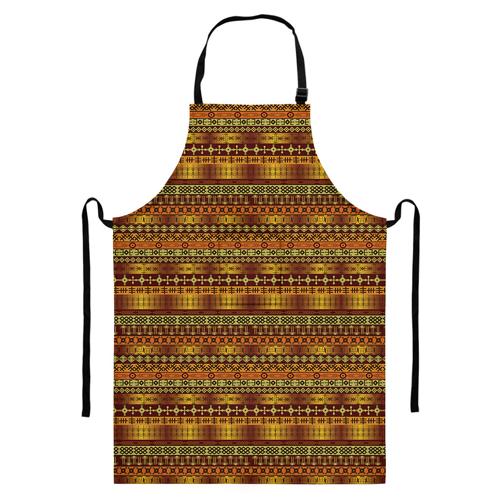 Native African Tribal Pattern Print Bib Apron With Pocket