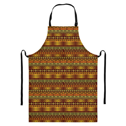 Native African Tribal Pattern Print Bib Apron With Pocket