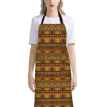 Native African Tribal Pattern Print Bib Apron With Pocket