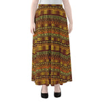Native African Tribal Pattern Print Chiffon Maxi Skirt