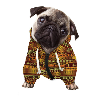 Native African Tribal Pattern Print Dog Zip Up Hoodie