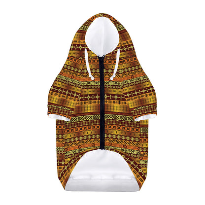 Native African Tribal Pattern Print Dog Zip Up Hoodie