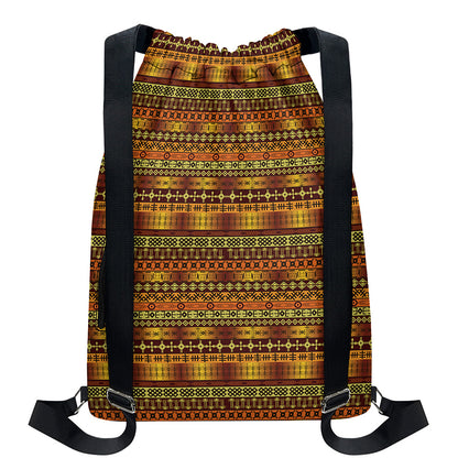 Native African Tribal Pattern Print Drawstring Backpack