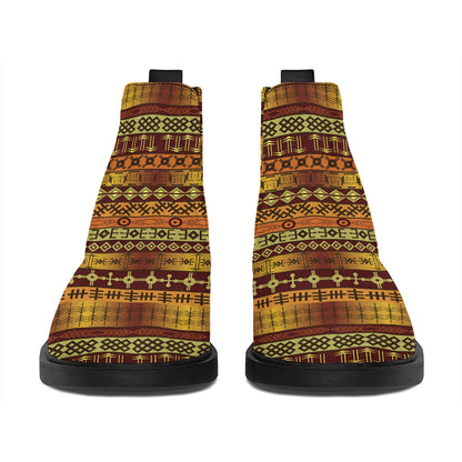 Native African Tribal Pattern Print Flat Ankle Boots