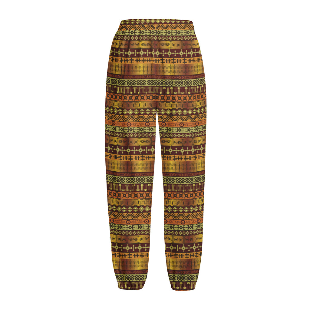Native African Tribal Pattern Print Fleece Lined Knit Pants