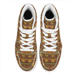 Native African Tribal Pattern Print High Top Leather Sneakers