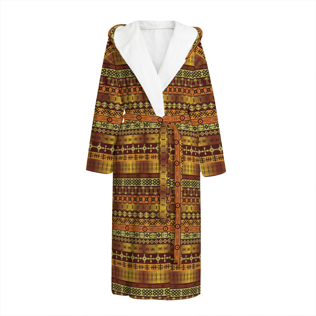 Native African Tribal Pattern Print Hooded Bathrobe