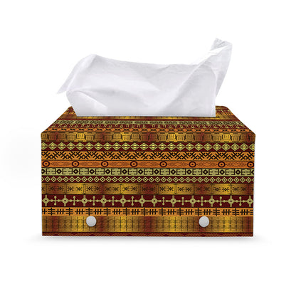 Native African Tribal Pattern Print Leather Tissue Box Cover