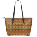 Native African Tribal Pattern Print Leather Tote Bag With Zipper
