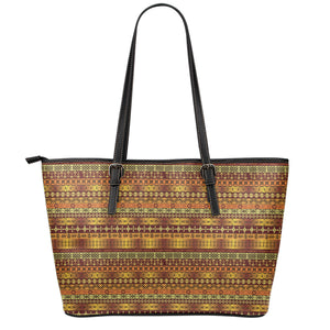 Native African Tribal Pattern Print Leather Tote Bag