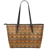 Native African Tribal Pattern Print Leather Tote Bag