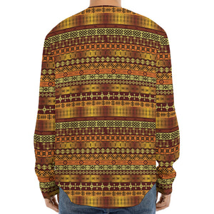 Native African Tribal Pattern Print Long Sleeve Baseball Jersey