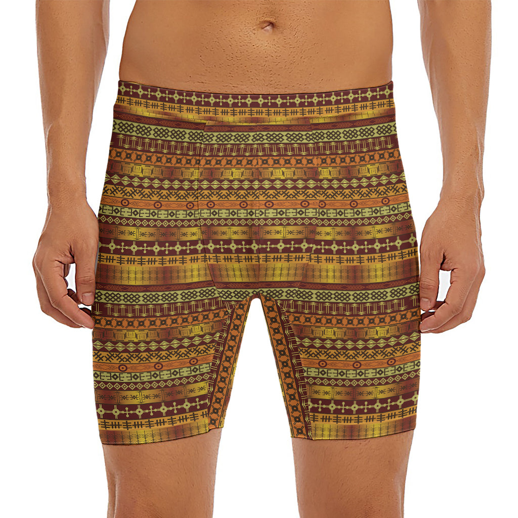 Native African Tribal Pattern Print Men's Long Boxer Briefs