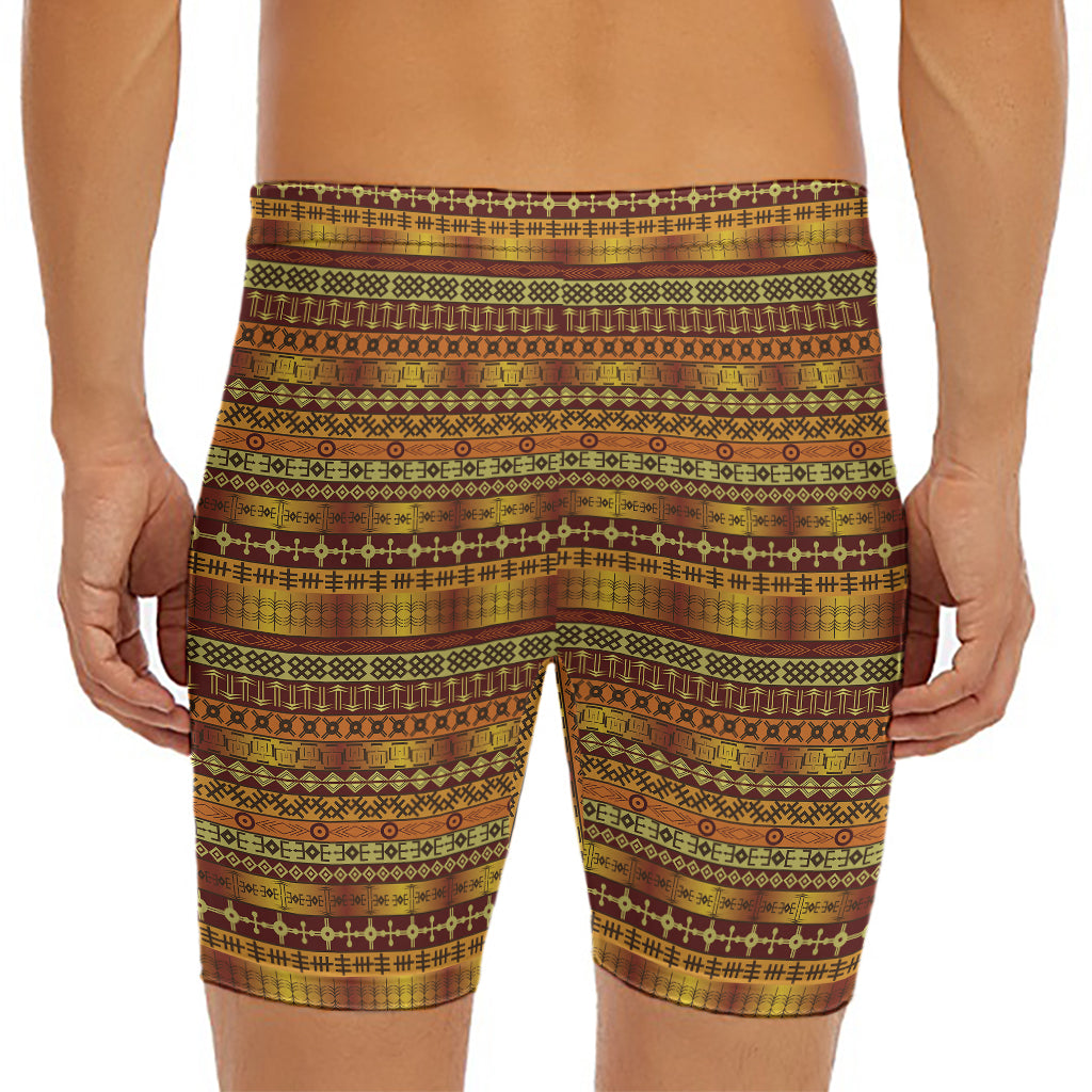 Native African Tribal Pattern Print Men's Long Boxer Briefs