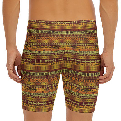 Native African Tribal Pattern Print Men's Long Boxer Briefs