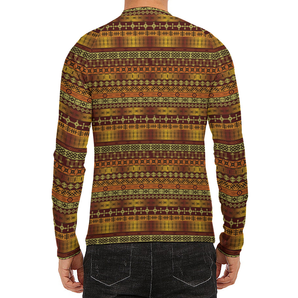 Native African Tribal Pattern Print Men's Long Sleeve Rash Guard