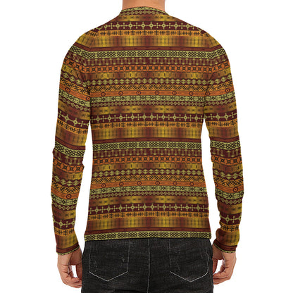 Native African Tribal Pattern Print Men's Long Sleeve Rash Guard