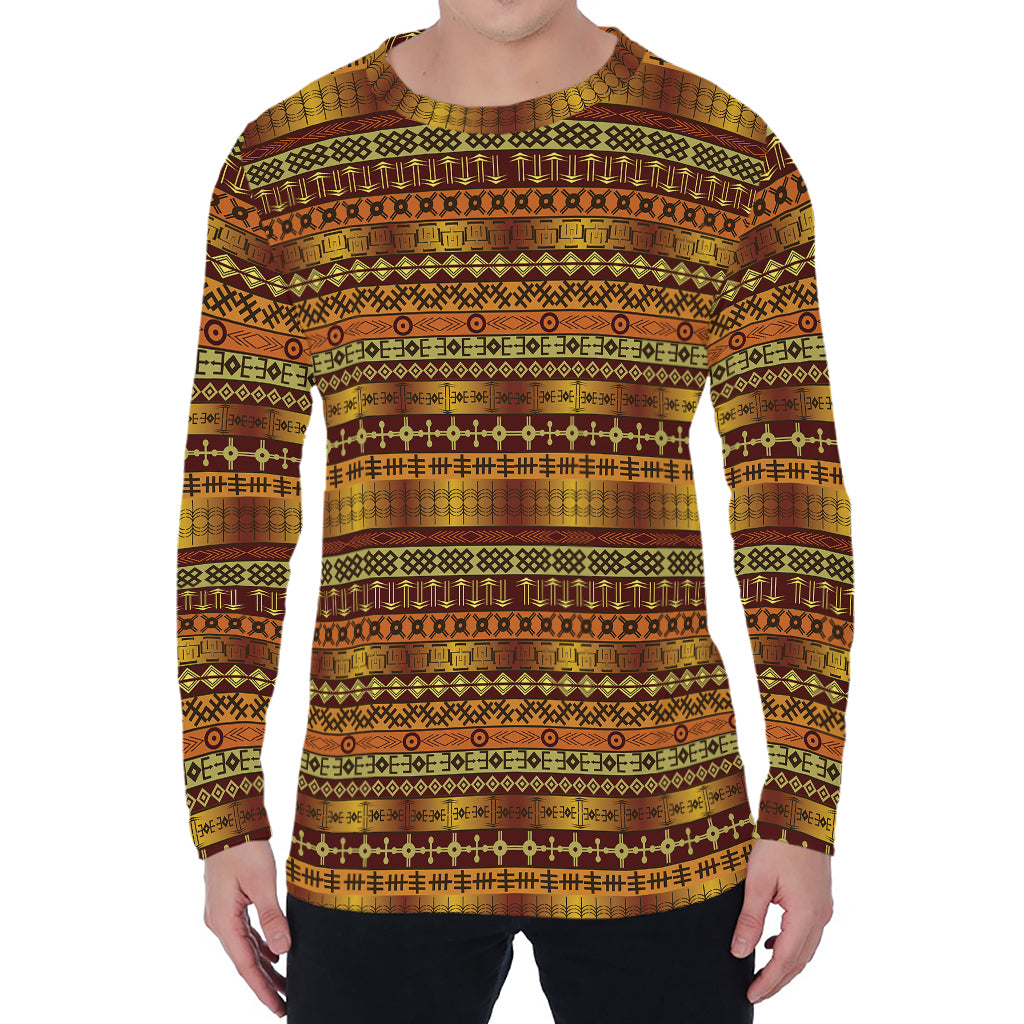 Native African Tribal Pattern Print Men's Long Sleeve T-Shirt