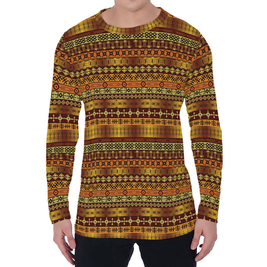 Native African Tribal Pattern Print Men's Long Sleeve T-Shirt