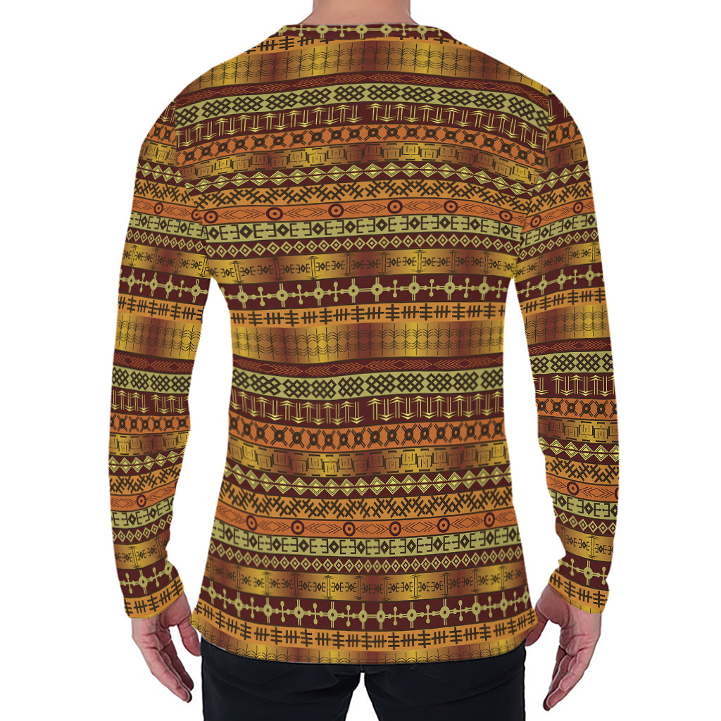 Native African Tribal Pattern Print Men's Long Sleeve T-Shirt