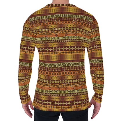 Native African Tribal Pattern Print Men's Long Sleeve T-Shirt