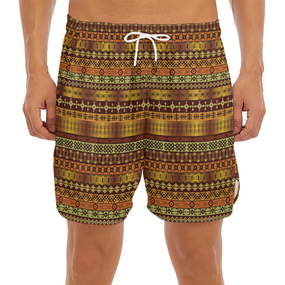Native African Tribal Pattern Print Men's Split Running Shorts