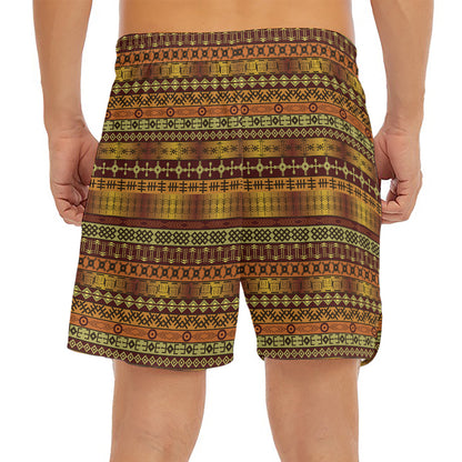 Native African Tribal Pattern Print Men's Split Running Shorts